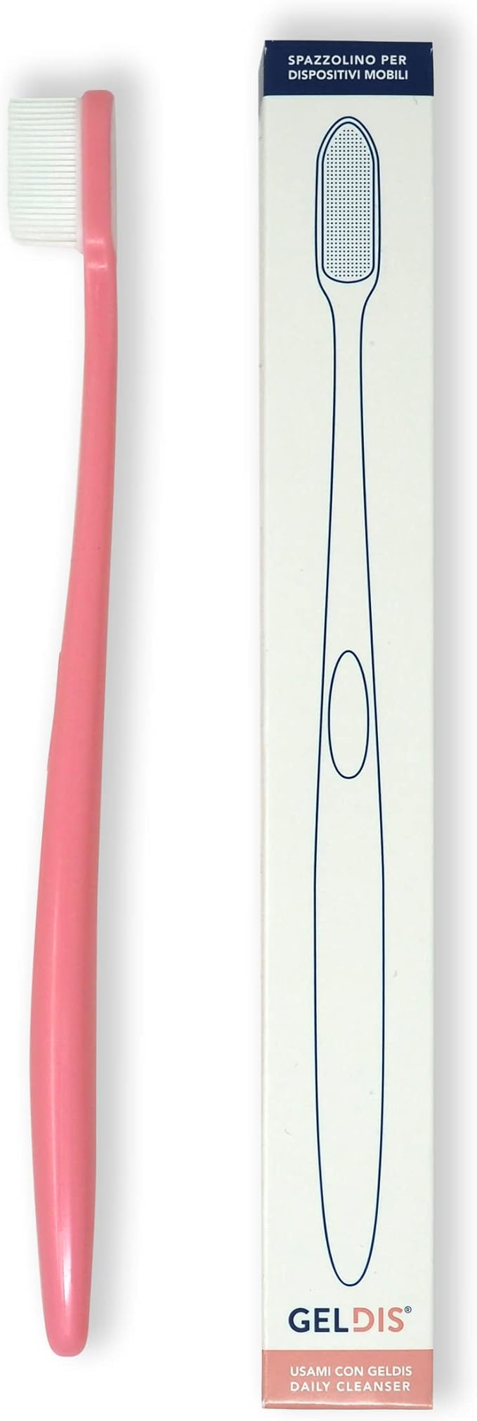 GELDIS Brosse Prothese Dentaire en Silicone - Équipé de poils en Silicone Spéciaux, Conçus Pour Nettoyer Gouttières Transparentes, Prothèses, Occlusions et Appareils Orthodontiques.