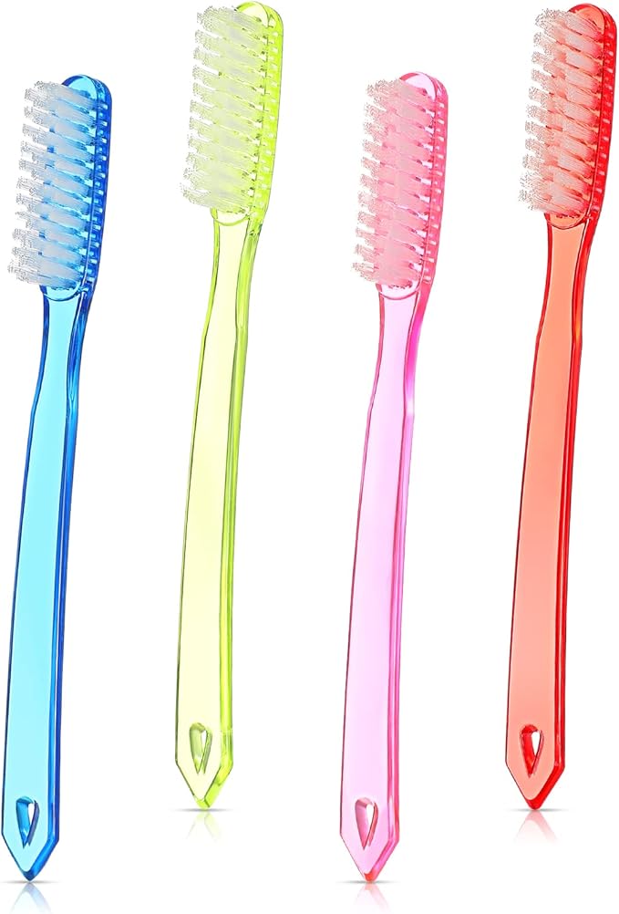 4 Pcs Brosse à Dents Extra-Dure et Ferme Brosse à Dents à Tête Énorme Brosse à Dents Manuelle à Poils Durs Brosse à Dents à Tête Complète Blanchissante pour Nettoyage de Dents, 4 Couleurs