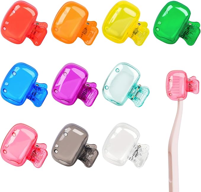 10 pcs Housse pour tête de Brosse à Dents, Protection pour tête de Brosse à Dents, Clip de Rangement pour Brosse à Dents Housse, Compatible avec Têtes de Brosse à Dents Manuelles et Électriques
