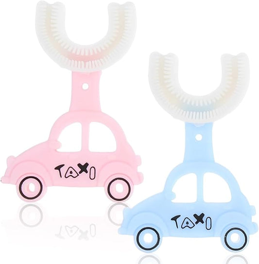 GXGM Brosse a Dent Enfant, Brosse à Dents en Forme de U pour Enfants de 2 à 6 ans, Poils en Silicone, Nettoyage Oral à 360 ° Masse les Gencives et Fournit, Complet Manuel, sans BPA, 2 pièce