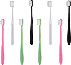 YOCDNOV 8 Pièces Brosse à Dents - Brosse à Dents Manuelle Extra Douce Micro-Nano pour Gencives Fragiles Enfants Adultes,pour Récession des Gencives Orales Dents Fragiles(Bleu, Vert, Rose, Beige)