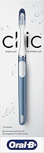 Oral-B Clic Brosse à dents manuelle avec tête de brosse et support magnétique Bleu Alaska