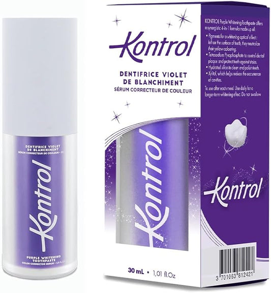 Dentifrice Violet de blanchiment Kontrol - Sérum Correcteur de Couleur 30ml pour un Sourire Lumineux