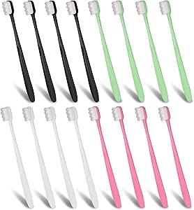 KASURE Lot de 16 brosses à dents à poils extra doux, micro nano manuelles pour gencives sensibles, antibactériennes, nano brosse à dents souple pour adultes et enfants avec 20 000 poils doux