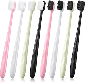 8 Pièces Brosse à Dents Extra Douce Brosse à Dents à Poils Doux Adultes Brosse à Dents à Poils en Soie Micro-Nano pour Récession des Gencives Orales Dents Fragiles