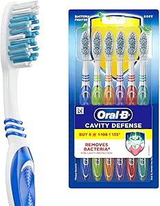 Oral-B Cavity Defense Lot de 6 brosses à dents souples pour adultes, poils souples, élimine les bactéries pour la protection de la cavité, multicolore, manuel
