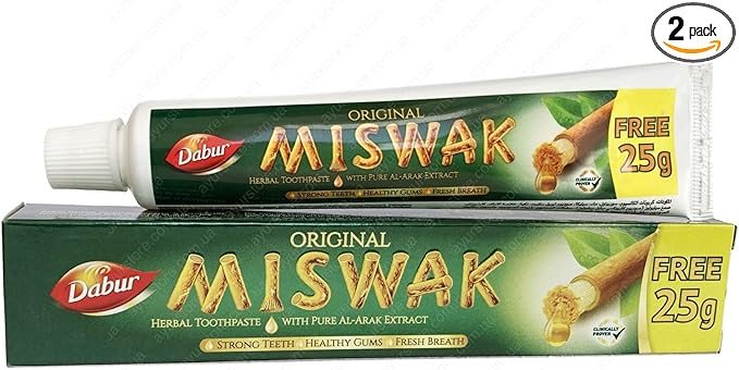 Pâte DENTIFRICE MESWAK (MISWAK - SIWAK) *ORIGINAL DABUR* (LOT DE 2X75g), Sans saveur