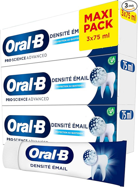 Oral-B Dentifrice Oral-B Pro Science Pour Prévenir La Perte De Densité Des Dents À Chaque Brossage, Contre Les Caries Précoces, Formule Conçue Avec Des Professionnels, Arôme Menthe, Lot De 3x75ml
